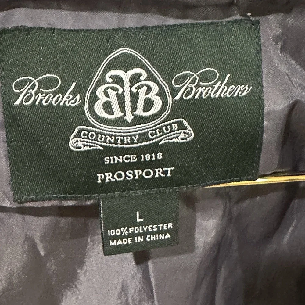 Brooks‎ Brothers Mens Large Country Club Prosport Jacket Zip Blue No Hood Vents